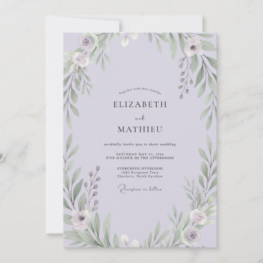 Invitation Mariage Feuilles de Lavande (Devant)