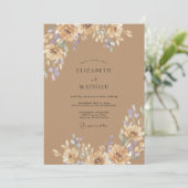 Invitation Mariage Feuilles de Lavande Beige (Debout devant)