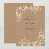 Invitation Mariage Feuilles de Lavande Beige (Devant / Derrière)