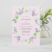Invitation Mariage Feuilles de Lavande Lime (Debout devant)