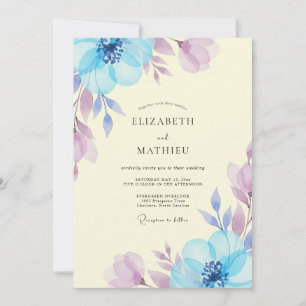Invitation Mariage Feuilles de Lilas Bleuet