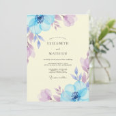 Invitation Mariage Feuilles de Lilas Bleuet (Debout devant)