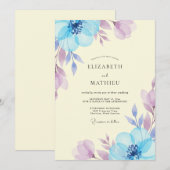 Invitation Mariage Feuilles de Lilas Bleuet (Devant / Derrière)