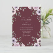 Invitation Mariage Feuilles de Lilas Marsala (Debout devant)