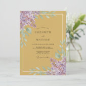 Invitation Mariage Feuilles de Lilas Moutarde (Debout devant)