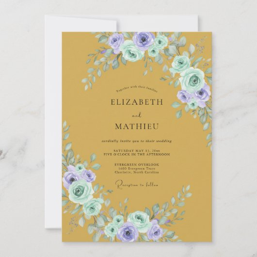 Invitation Mariage Feuilles de Lilas Ocre (Devant)