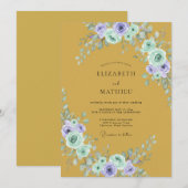 Invitation Mariage Feuilles de Lilas Ocre (Devant / Derrière)