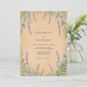 Invitation Mariage Feuilles de Lilas Pêche (Debout devant)