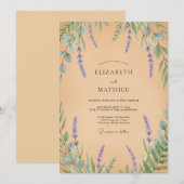 Invitation Mariage Feuilles de Lilas Pêche (Devant / Derrière)