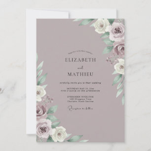 Invitation Mariage Feuilles de Lilas Poussiéreux