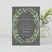 Invitation Mariage Feuilles de Lime au Charbon (Debout devant)