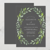 Invitation Mariage Feuilles de Lime au Charbon (Devant / Derrière)