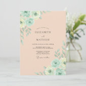 Invitation Mariage Feuilles de Menthe Abricot (Debout devant)
