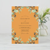 Invitation Mariage Feuilles de Menthe Ambre (Debout devant)