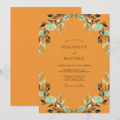 Invitation Mariage Feuilles de Menthe Ambre (Devant / Derrière)