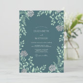 Invitation Mariage Feuilles de Menthe Ardoise (Debout devant)