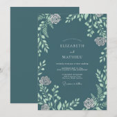 Invitation Mariage Feuilles de Menthe Ardoise (Devant / Derrière)