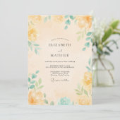 Invitation Mariage Feuilles de Menthe Jaune (Debout devant)