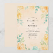Invitation Mariage Feuilles de Menthe Jaune (Devant / Derrière)