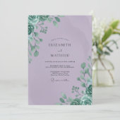 Invitation Mariage Feuilles de Menthe Lilas (Debout devant)