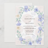 Invitation Mariage Feuilles de Menthe Pervenche (Devant / Derrière)