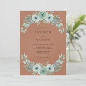 Invitation Mariage Feuilles de Menthe Rouille (Debout devant)