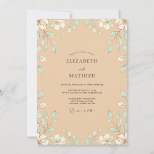 Invitation Mariage Feuilles de Menthe Sableux