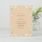 Invitation Mariage Feuilles de Menthe Sableux (Debout devant)