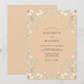 Invitation Mariage Feuilles de Menthe Sableux (Devant / Derrière)