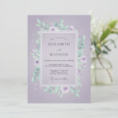 Invitation Mariage Feuilles de Menthe Violette (Debout devant)