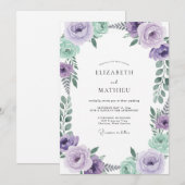 Invitation Mariage Feuilles de Menthe Violette (Devant / Derrière)
