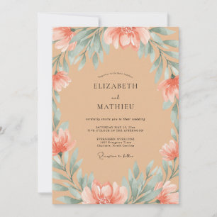 Invitation Mariage Feuilles de Mer Terracotta