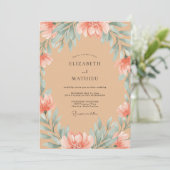 Invitation Mariage Feuilles de Mer Terracotta (Debout devant)