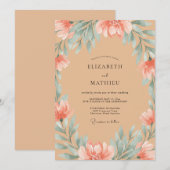 Invitation Mariage Feuilles de Mer Terracotta (Devant / Derrière)