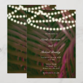 Invitation Mariage Feuilles de Palmier Tropical Vert Rose & L (Devant / Derrière)