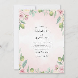 Invitation Mariage Feuilles de Pêche et Olive
