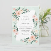 Invitation Mariage Feuilles de Pêche Mousse de Mer (Debout devant)
