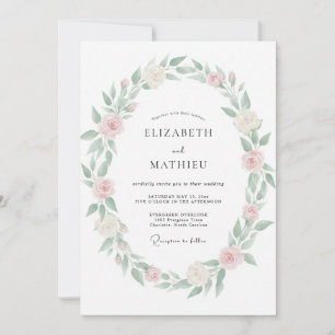 Invitation Mariage Feuilles de pêche pastel