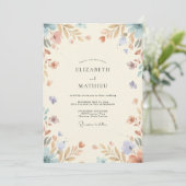 Invitation Mariage Feuilles de Periwinkle Or (Debout devant)