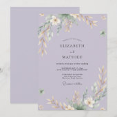 Invitation Mariage Feuilles de Pervenche (Devant / Derrière)