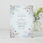 Invitation Mariage Feuilles de Pervenche Abricot (Debout devant)