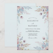 Invitation Mariage Feuilles de Pervenche Abricot (Devant / Derrière)