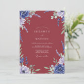 Invitation Mariage Feuilles de Pervenche Bordeaux (Debout devant)