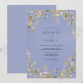 Invitation Mariage Feuilles de Pervenche Ocres (Devant / Derrière)