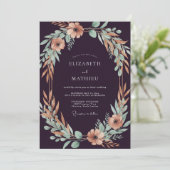 Invitation Mariage Feuilles de Prune et Pêche (Debout devant)