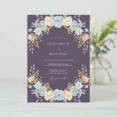Invitation Mariage Feuilles de Prunier Azur (Debout devant)