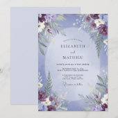 Invitation Mariage Feuilles de Prunier Pervenche (Devant / Derrière)