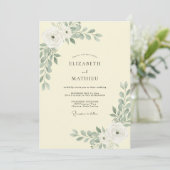 Invitation Mariage Feuilles de Sauge Crème (Debout devant)
