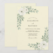 Invitation Mariage Feuilles de Sauge Crème (Devant / Derrière)