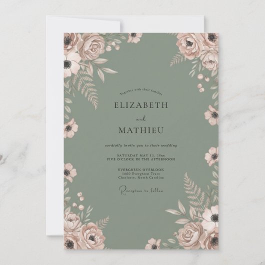 Invitation Mariage Feuilles de Sauge Mauve (Devant)
